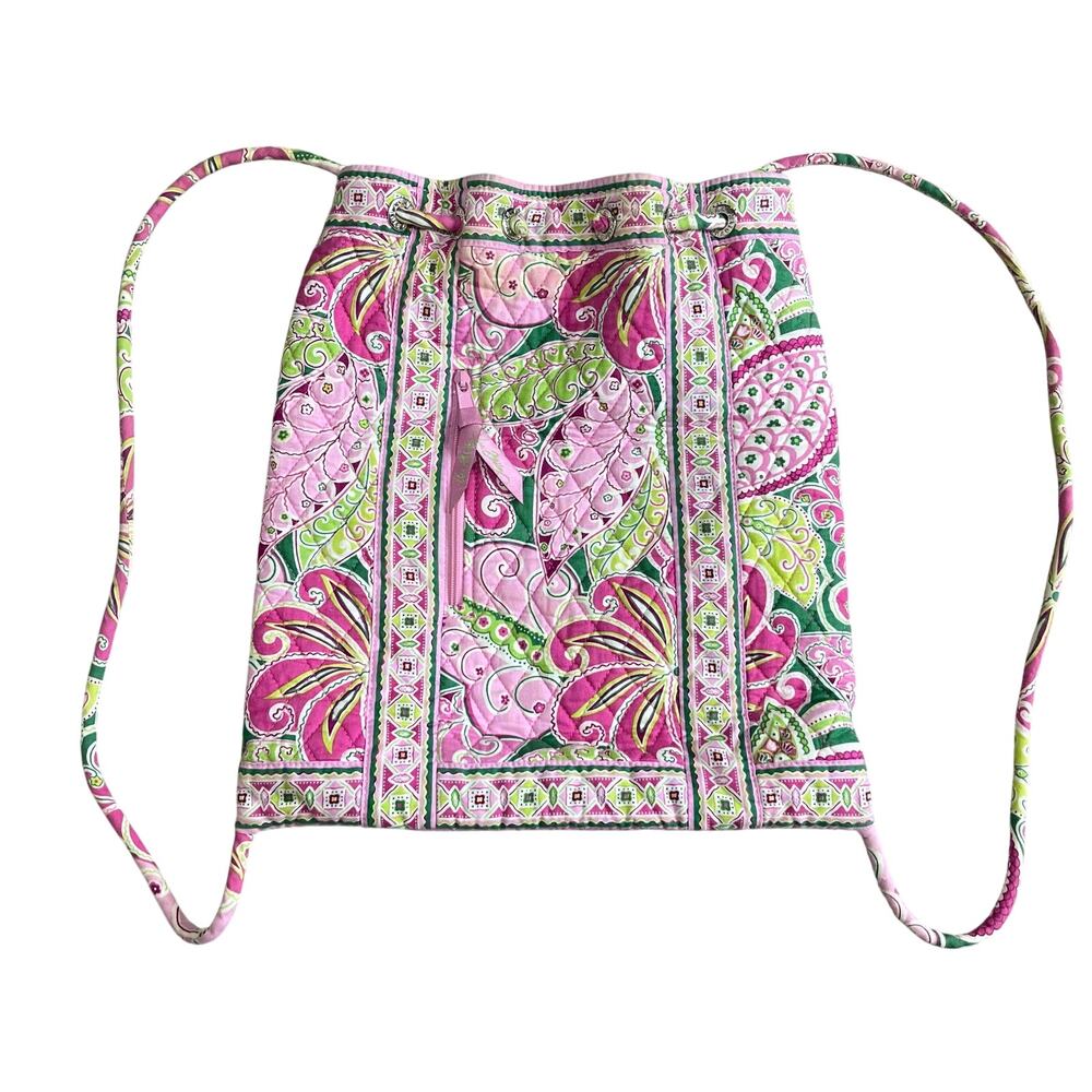 Y2K Vera Bradley Pinwheel Pink Drawstring Backpack Women’s Floral Lightweight